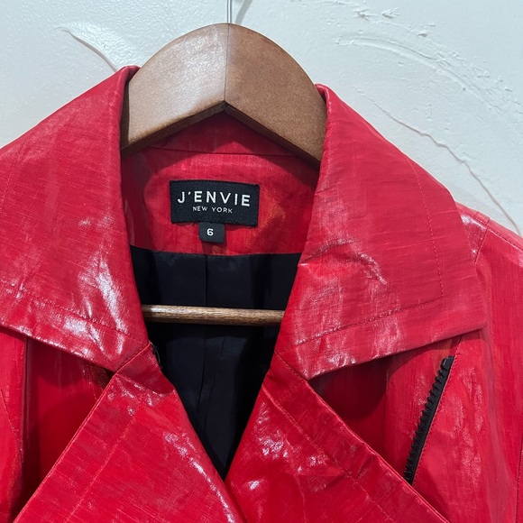 J’Envie Cherry Red Moto Style Jacket Size 6 - Picture 5 of 12